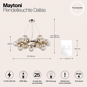 Светильник подвесная Maytoni MOD548PL-25G